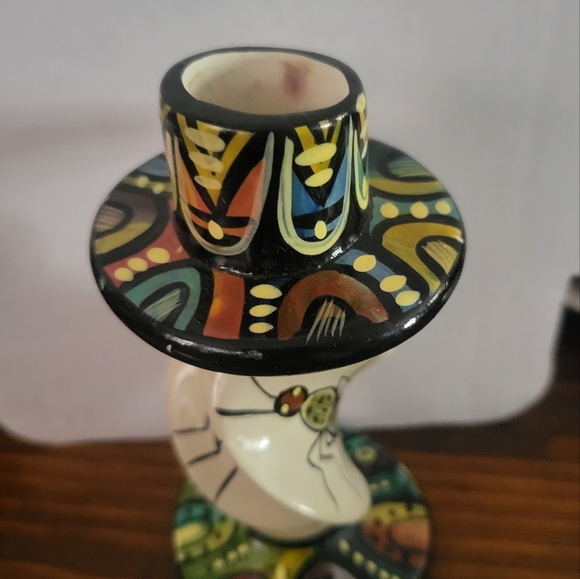 Folk art candle holder - Picture 2 of 3